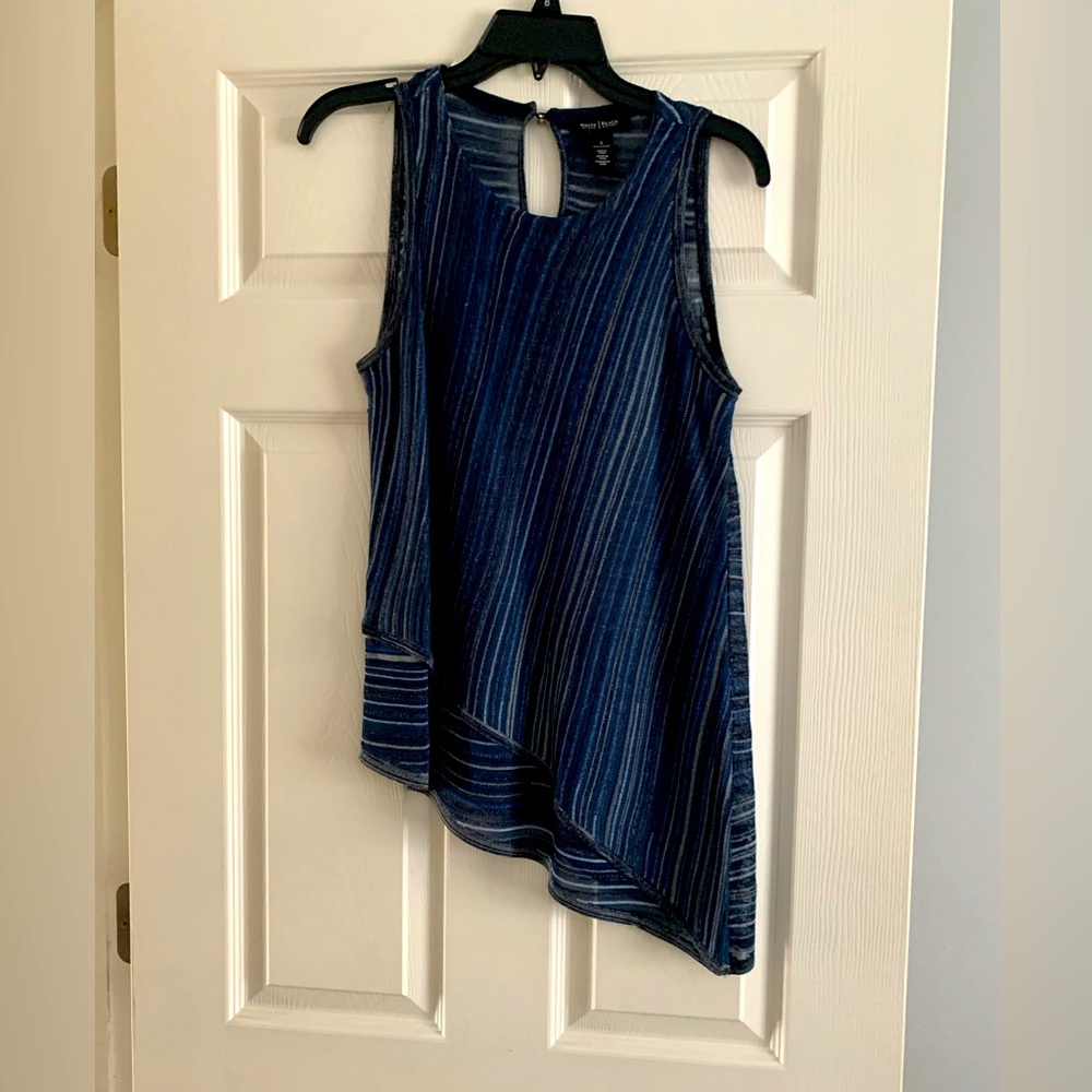White House, black market blue asymmetrical tank